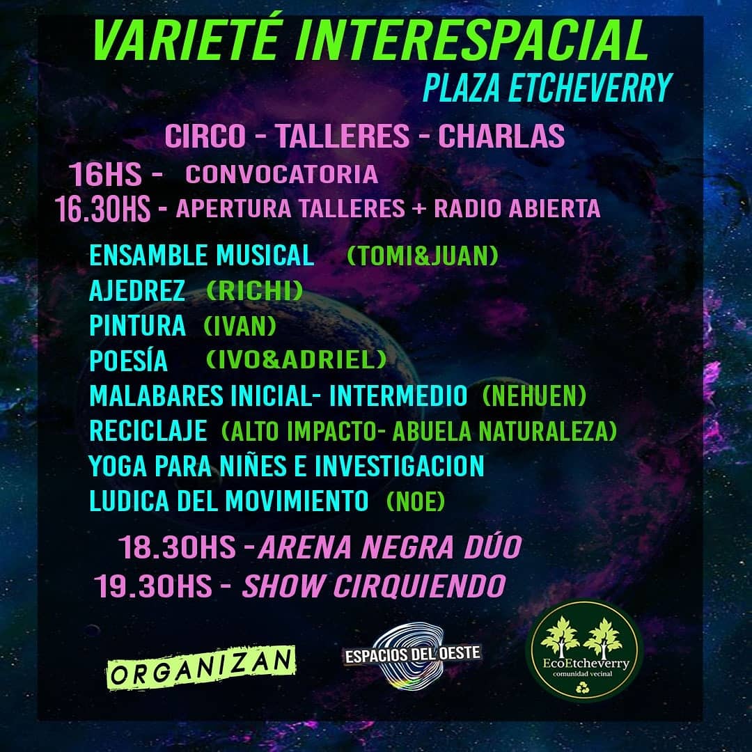 Cronograma de actividades Festival Interespacial segunda edición
